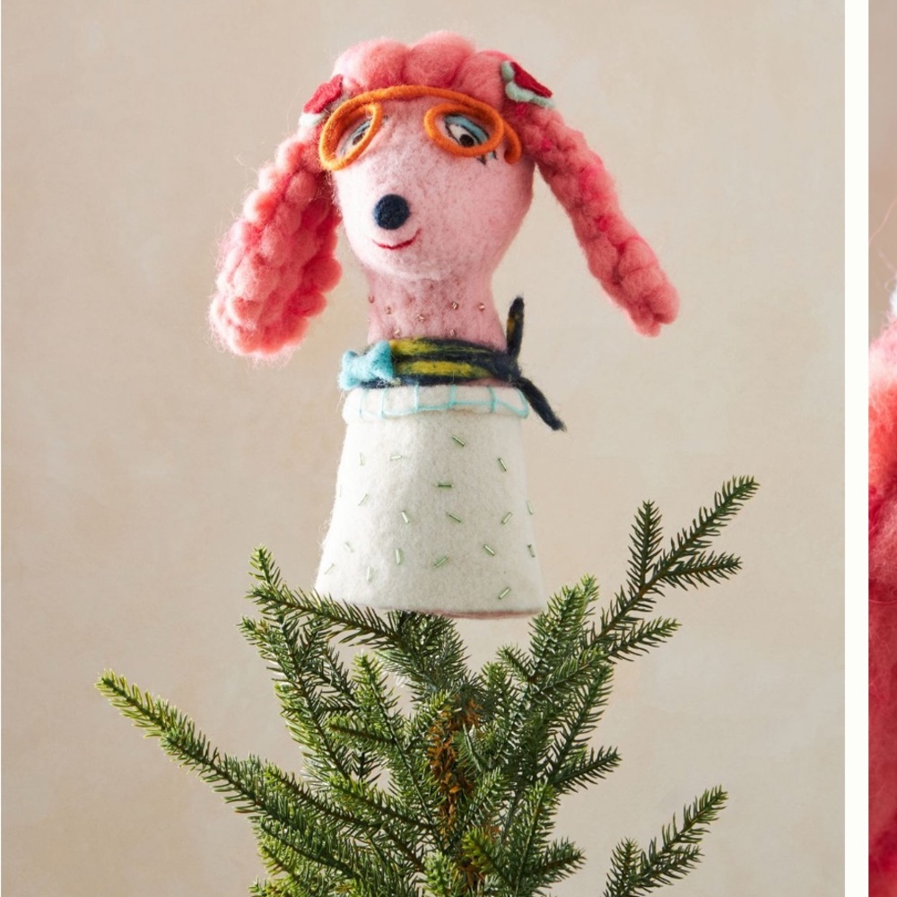 Penelope the poodle pink dog tree topper